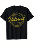 Men's T-Shirt Officially Retired Est 2023 Not My Problem Anymore With Golden Script Text Logo