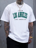Men's T-Shirt Los Angeles Vintage Green Letters On Classic White Casual T Shirt