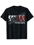 Men's T-Shirt Bold Overlapping Letters With Red Accents And Football Senior