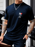 Men's T-Shirt Minimal Sunlit Beach With Palm Trees And Tranquil Ocean Scene
