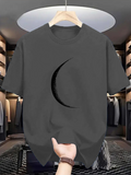 Men's T-Shirt Sleek Minimalist Design With Shadowed Crescent Under Soft Lighting Moon