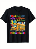 Men's T-Shirt Colorful School Essentials Around Cheerful Yellow School Bus