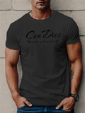 Men's T-Shirt Con Dios Cursive Script With Small Decorative Wings Above Letters T Shirt