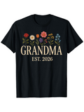 Men's T-Shirt Grandma Est 2026 Colorful Blossoms Above Decorative Flowers