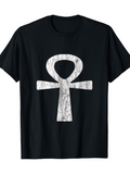 Men's T-Shirt Marble Pattern Ancient Egyptian Ankh Cross Symbol T Shirt