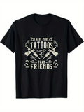 Men's T-Shirt I Have More Tattoos Than Friends Vintage Tattoo Machine Graphic Shirt