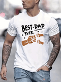 Men's T-Shirt Best Dad Ever Bold Lettering With Brown Fist Bump Surrounded By Stars