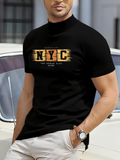 Men's T-Shirt NYC Urban Nights With Painted Wood Texture Effect Letters