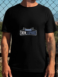 Men's T-Shirt Urban Graphic With Bold Snow Leopards Print On Classic Black T Shirt