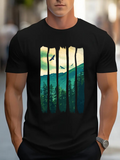 Men's T-Shirt Soaring Birds Over Misty Pine Forest Mountainside At Sunrise