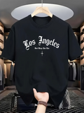 Men's T-Shirt Los Angeles Text Cross With Decorative Gothic Font Elements