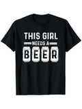 Men's T-Shirt This Girl Needs A Beer Typography With Illustrated Mason Jar Beer
