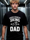 Men's T-Shirt Cross Country King Dad Mountains And Skier Among Snowy Peaks T Shirt