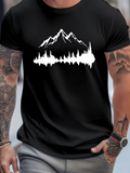Men's T-Shirt Majestic Mountain Peaks Reflected In A Soundwave Graphic Mountain