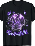 Men's T-Shirt Glowing Lavender Butterflies With Spiraling Mist Around A Mystical Dragon