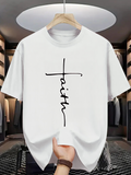 Men's T-Shirt Faith Elegant Minimal Typography With Flowing Calligraphy Script Word