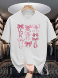 Men's T-Shirt Charming Pink Handmade Ribbon Bows With Shadow Accents Bow