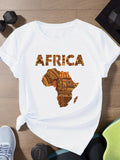 Women's T-Shirt Africa Traditional Tribal Patterns With Decorative Continent Silhouette