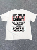 Men's T-Shirt Power In The Blood Text Statement Religious Christian Quote T Shirt
