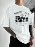 Men's T-Shirt Rome Italy Vintage Cityscape With Historic Ruins Under Bold Typography T Shirt