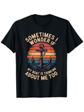 Men's T-Shirt Sometimes I Wonder If My Boat Is Thinking About Me Too Vintage Sunset With Anchor