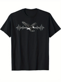 Men's T-Shirt Heartbeat Lines Flying Eagle Soaring Above Mountain Landscape Eagle