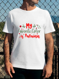 Men's T-Shirt My Favorite Color Is Autumn Leaf Sprigs With Red Accents Under Seasonal Letters