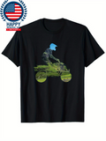 Men's T-Shirt Bold Driver Racing Through Wild Green Landscape Motorcycle