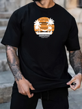 Men's T-Shirt Summer Sunset Palms With Hammock Under Warm Orange Sky