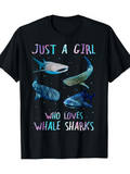 Men's T-Shirt Just A Girl Who Loves Colorful Ocean Whale Sharks