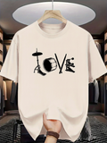 Men's T-Shirt Love With Drum Set And Musical Instrument Letters