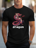Men's T-Shirt Dragon With Fierce Gaze Coiled Around Fiery Splendid Serpentine Creature Dragon