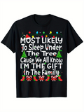 Men's T-Shirt Most Likely To Sleep Under The Tree With Candy Canes And Christmas Decorations Gift