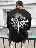 Men's T-Shirt Radiant Mountains With Sunrise Compass And Majestic Peaks