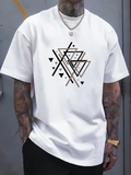 Men's T-Shirt Overlapping Geometric Triangles With Minimalist Modern Black Lines Graphic