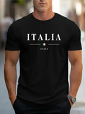 Men's T-Shirt Italia Italy Emblematic Flag Stripe Minimalist Black T Shirt