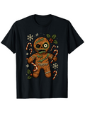 Men's T-Shirt Stitched Pattern Festive Candy Cane Gingerbread Cookie