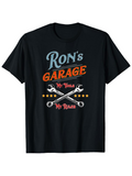 Men's T-Shirt Rons Garage Crossed Silver Wrenches Stars And Bold Slogan T Shirt
