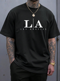 Men's T-Shirt Los Angeles Minimal Letter Art On Black T Shirt