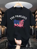 Men's T-Shirt Toe Panlges Distressed Brush Strokes Over American Flag