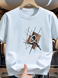 Men's T-Shirt Abstract Grid With Geometric Overlay And Artistic Brush Q Letter
