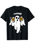 Men's T-Shirt Boooooze Floating Ghost Holding Two Mugs Of Frothy Beer