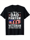 Men's T-Shirt Im A Dad Pawpaw And A Veteran With American Flag Silhouettes In Front