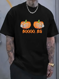 Men's T-Shirt Boooo Bs Halloween Pumpkins With Skeleton Hands Black T Shirt