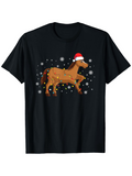 Men's T-Shirt Festive Winter Snowflakes With Santa Hat Gingerbread Horse