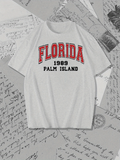 Men's T-Shirt Florida 1989 Palm Island Bold Letters On Crisp Cotton Shirt