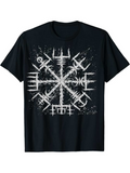 Men's T-Shirt Textured Nordic Symbol With Rough White Paint Marks Mandala
