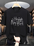 Men's T-Shirt Happy New Year Festive Lettering Surrounded By Sparkling Star Accents