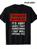 Men's T-Shirt Trigger Warning Bold Red Box Statement On Classic Black T Shirt