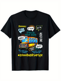 Men's T-Shirt Stay In Your Seat Cartoon School Bus Under Chalk Art Lettering Bus